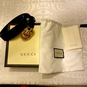 Gucci Marmont Leather belt with Double G buckle size 70